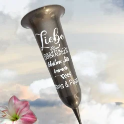 Trauerkerzen|Flockiplotti Grab Vase, Grabdeko, Grabschmuck "Liebe"