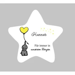 New Grabdeko für Sternenkind | wetterfester personalisierter Stern mit Elefant | kindgerechte Grabgestaltung Gedenksteine