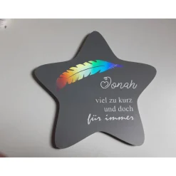 New Grabdeko Kindergrab | Deko für Sternenkinder | Grabgestaltung Kind | Regenbogenfolie | wetterfest Gedenksteine
