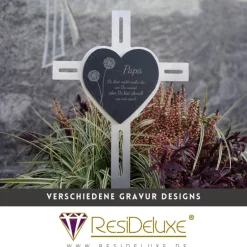 Clearance Grabkreuz / Schieferstecker Andenken Schiefer Trauergeschenk Grabschmuck Grabstecker Gravur Grabdeko Beerdigung Gedenksteine