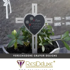 Clearance Grabkreuz / Schieferstecker Andenken Schiefer Trauergeschenk Grabschmuck Grabstecker Gravur Grabdeko Beerdigung Gedenksteine
