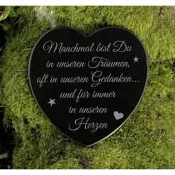 New Grabschmuck Gedenkstein Herz Trauerspruch Träume Grabdekoration aus Marmor Gedenksteine