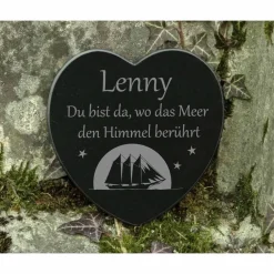Online Grabschmuck Segelschiff Spruch + Gravur Name Marmor  - maritime Grabdekoration Gedenksteine
