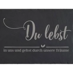 Grabschmuck Trauerschild Grab Schmuck Friedhof Grabplatte Stein Schiefer schwarz Steinplatte Platte Garten Erde Gedenksteine