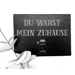 Online Grabschmuck Trauerschild Grab Schmuck Friedhof Grabplatte Stein Schiefer schwarz Steinplatte Platte Garten Erde Gedenksteine