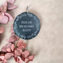 Clearance Grabstecker - Grabschmuck aus Schiefer - Florales Motiv mit Wunschgravur - Trauergeschenk - Schieferschild zur Beerdigun Gedenksteine