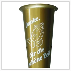 Hot Grabvase Friedhofsvase Tulpe - modern mit Spruch und Betende Hände - Grabvase mit Beschriftung Blumenvase für Friedhof Gedenksteine