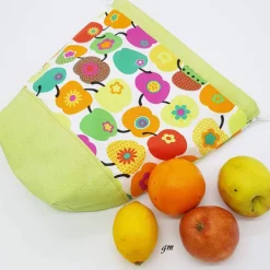 Geschenkverpackungen|bags unlimited Grüner Stoffbeutel mit Zugband – Obstbeutel, Geschenkbeutel & Osterbeutel, waschbar, Baumwolle, 30x30cm