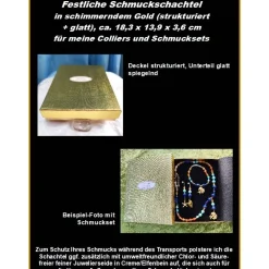 Hot Große Festliche Schmuckschachtel/-Etui 18,3x13,9x3,6cm Geschenkverpackung für Collier/Schmuckset Gold Struktur+Hochglanz Geschenkverpackungen