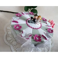 Sale Große Hochzeitstorte/Schachteltorte 26 cm Ø, zur Hochzeit/Geldgeschenk in grau/weiß/pink mit Schmetterlingen und Bl& Geldgeschenke