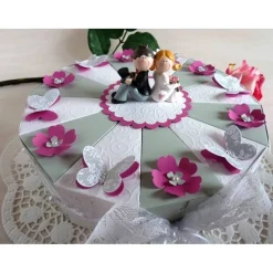 Sale Große Hochzeitstorte/Schachteltorte 26 cm Ø, zur Hochzeit/Geldgeschenk in grau/weiß/pink mit Schmetterlingen und Bl& Geldgeschenke