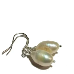 Brautschmuck|kunstpause Große Perlenohrringe Barockperlen weiß handgemacht an 925er Silber Tropfenohrringe Geschenk