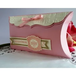 Geschenkverpackungen|IdeenOase Große Pillowbox Verpackung zur Geburt/Taufe in rosa für ein Mädchen