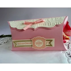 Geschenkverpackungen|IdeenOase Große Pillowbox Verpackung zur Geburt/Taufe in rosa für ein Mädchen