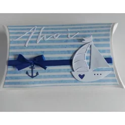 Clearance Große Pillowbox/Verpackung maritim in weiß/blau Geldgeschenke