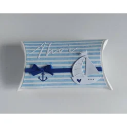 Clearance Große Pillowbox/Verpackung maritim in weiß/blau Geldgeschenke