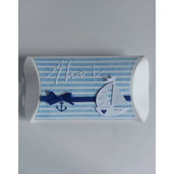 Clearance Große Pillowbox/Verpackung maritim in weiß/blau Geldgeschenke