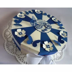 Clearance Große Schachteltorte / Geburtstagstorte / Geldgeschenk in blau/weiß 26 cm Ø Geldgeschenke