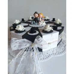 Sale Große XXL Hochzeitstorte/Schachteltorte/Geldgeschenk, Torte zur Hochzeit in schwarz-weiß,  26cm Ø Geldgeschenke