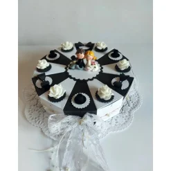 Sale Große XXL Hochzeitstorte/Schachteltorte/Geldgeschenk, Torte zur Hochzeit in schwarz-weiß,  26cm Ø Geldgeschenke