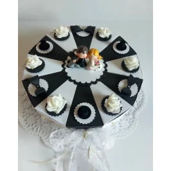 Sale Große XXL Hochzeitstorte/Schachteltorte/Geldgeschenk, Torte zur Hochzeit in schwarz-weiß,  26cm Ø Geldgeschenke
