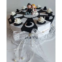 Sale Große XXL Hochzeitstorte/Schachteltorte/Geldgeschenk, Torte zur Hochzeit in schwarz-weiß,  26cm Ø Geldgeschenke