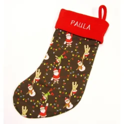 Nikolausstiefel|Modeatelier-Hildegard Großer Nikolausstiefel Nikolaussocke Nikolausstrumpf handgefertigt Nikolaus Lichterkette personalisierbar mit Namen