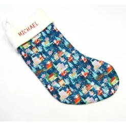 Nikolausstiefel|Modeatelier-Hildegard Großer Nikolausstiefel Nikolaussocke Nikolausstrumpf handgefertigt Nikolaus mit Schlitten personalisierbar mit Namen