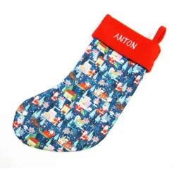 Nikolausstiefel|Modeatelier-Hildegard Großer Nikolausstiefel Nikolaussocke Nikolausstrumpf handgefertigt Nikolaus mit Schlitten personalisierbar mit Namen