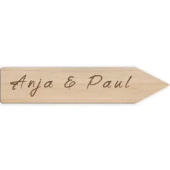 Outlet Großes Holzschild für Hochzeit - Pfeil aus Holz mit Wunschtext - Personalisierbares Wegweiser-Schild mit Gravur Hochzeitsdeko