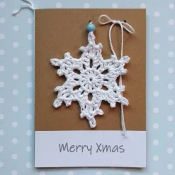Clearance Grußkarte Eiskristall Schneeflocke Weihnachtsstern gehäkelt mit Wunschtext Weihnachtskarten