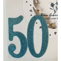 Discount Grußkarte Glückwunschkarte 50. Geburtstag  3D " Zum Geburtstag ganz liebe Wünsche" Handarbeit 15x15 cm Glückwunschkarten