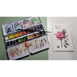 Glückwunschkarten|M.Z Aquarellmalerei Grußkarte rote Rosen