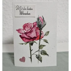 Glückwunschkarten|M.Z Aquarellmalerei Grußkarte rote Rosen