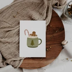 Online Grußkarte Weihnachten Heiße Schokolade Tasse Lebkuchen - Klappkarte A6 Weihnachtskarte - Postkarte Weihnachten - Geschen Weihnachtskarten