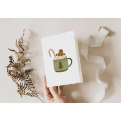 Online Grußkarte Weihnachten Heiße Schokolade Tasse Lebkuchen - Klappkarte A6 Weihnachtskarte - Postkarte Weihnachten - Geschen Weihnachtskarten