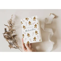 Grußkarte Weihnachten Lebkuchen & Zuckerstange - Klappkarte A6 Weihnachtskarte - Postkarte Weihnachten - Geschenkidee We Weihnachtskarten