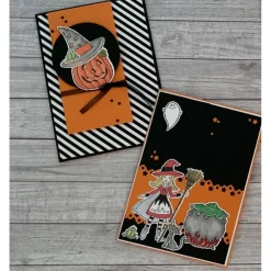 Grußkarten / Glückwunschkarten zu Halloween, „Hexe oder Kürbis gratulieren zum Geburtstag“, Handarbeit, Stampin’Up! Accessoires