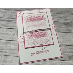 Glückwunschkarten|Frau Yakusas KreativChaos Grußkarten / Glückwunschkarten zur Kommunion, Fische zum Fest in rosa o. blau, Segensfeste, festlicher Anlass