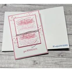 Glückwunschkarten|Frau Yakusas KreativChaos Grußkarten / Glückwunschkarten zur Kommunion, Fische zum Fest in rosa o. blau, Segensfeste, festlicher Anlass