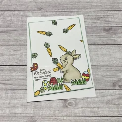 Sale Grußkarten / Glückwunschkarten zu Ostern, „Grüße zum Osterfest vom Osterhasen“, Ostereier, Möhren, Handarbeit Stampin Up Osterkarten