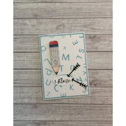 Sale Grußkarten / Glückwunschkarten zum Schulanfang, „Einhorn & Stift zur Einschulung“, Grüße an das Schulkind, Handarbeit Kinder Glückwunschkarten