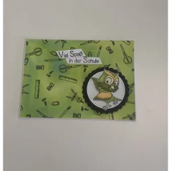 New Grußkarten / Glückwunschkarten zum Schulanfang, „Eule oder Katze zur Einschulung“, Grüße an das Schulkind, Handarbeit Kinder Glückwunschkarten