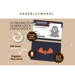 Accessoires|Herzblutmaedl Gruselausweis als Mitgebsel Halloweenparty - DIY Halloween Projekte für Kinder an der Halloweenparty |  Kinderparty |