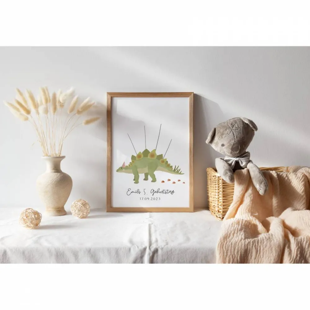 Gästebuch Geburtstag Dino Poster - Fingerabdruck Gästebuch - Gästebuch Geburtstag - Kind Andenken Dinosaurier - Dinopart Kinder Dekoration