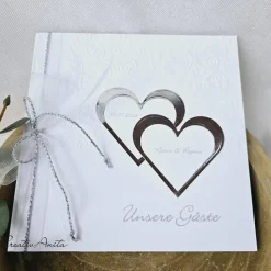 Clearance Gästebuch Hearts Silber Hochzeitsgästebuch