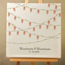 Hochzeitsgästebuch|MADYES Gästebuch Hochzeit Fingerabdruck Leinwand Personalisiert Girlande Brautpaar Geschenk Hochzeitsdekoration Namen 50x50 cm Keilrahmen
