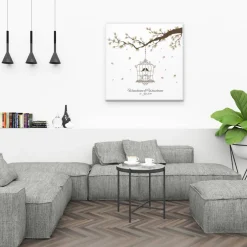 New Gästebuch Hochzeit Fingerabdruck Leinwand Personalisiert Herz Brautpaar Geschenk Hochzeitsdekoration Namen 50x50 cm Keilrahmen Wedding Tree Hochzeitsgästebuch