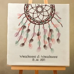 Outlet Gästebuch Hochzeit Fingerabdruck Leinwand Personalisiert Traumfänger Brautpaar Geschenk Hochzeitsdekoration Namen 50x50 cm Keilrahmen Hochzeitsgästebuch