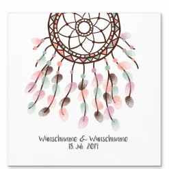 Outlet Gästebuch Hochzeit Fingerabdruck Leinwand Personalisiert Traumfänger Brautpaar Geschenk Hochzeitsdekoration Namen 50x50 cm Keilrahmen Hochzeitsgästebuch